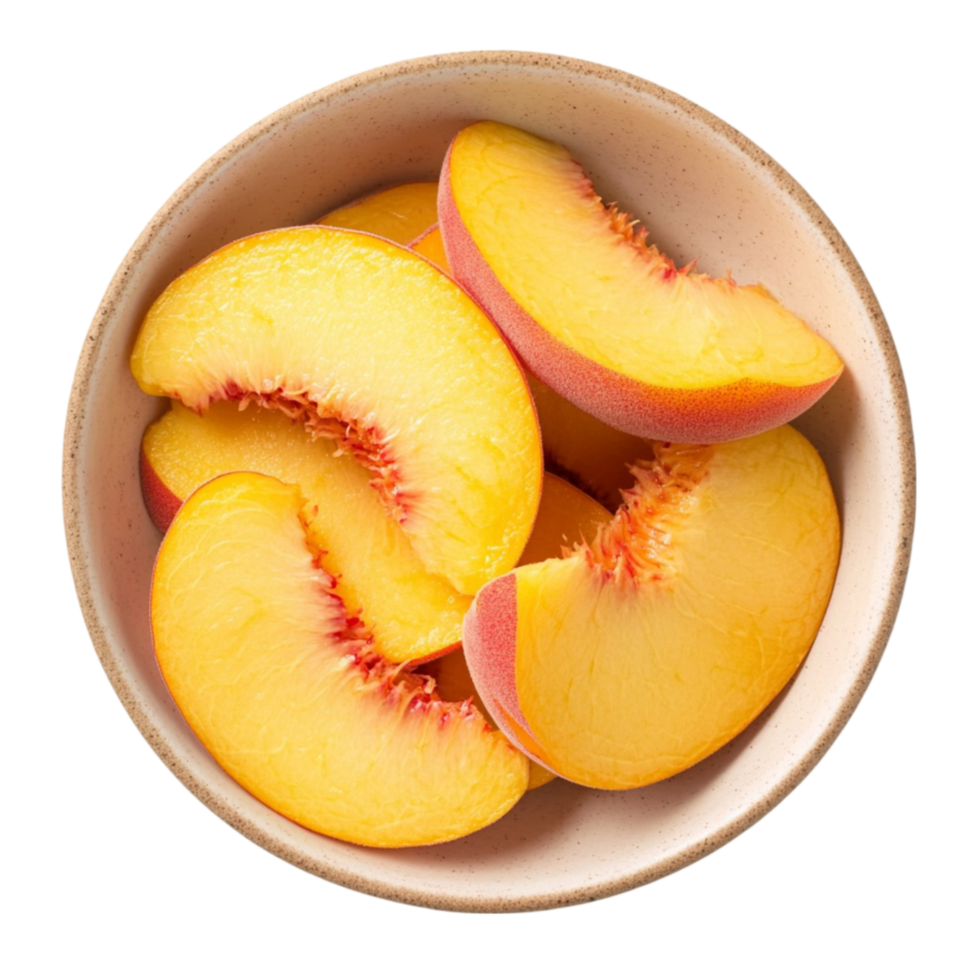 Juicy Peach Slices in a Bowl png