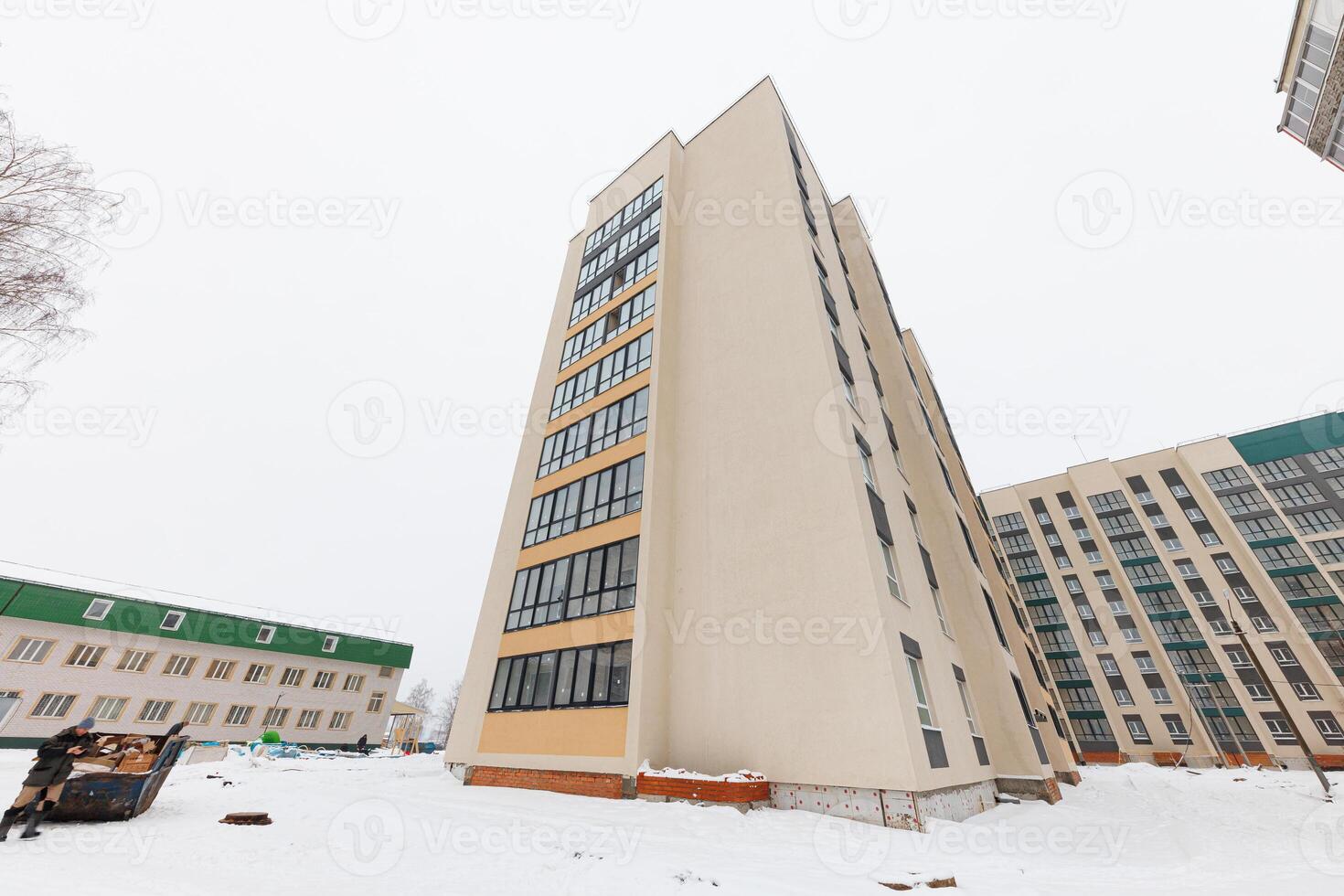 Winters Embrace Sleek Geometry Amidst a Snowy Blank Canvas photo