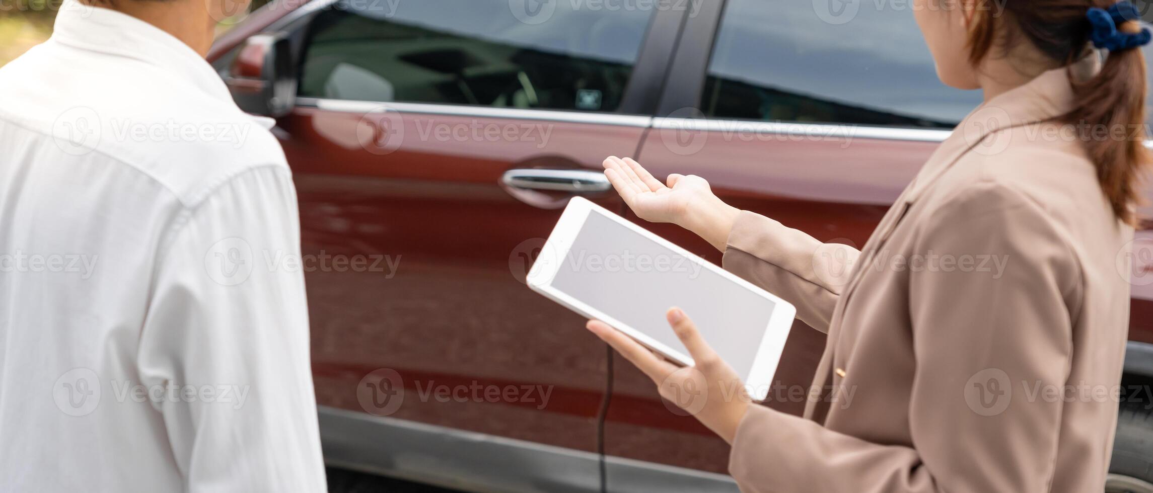 Dealership advice customer for new Car. Sales, loan credit financial, rent vehicle, insurance, renting, Seller, dealer, installment, car care business photo