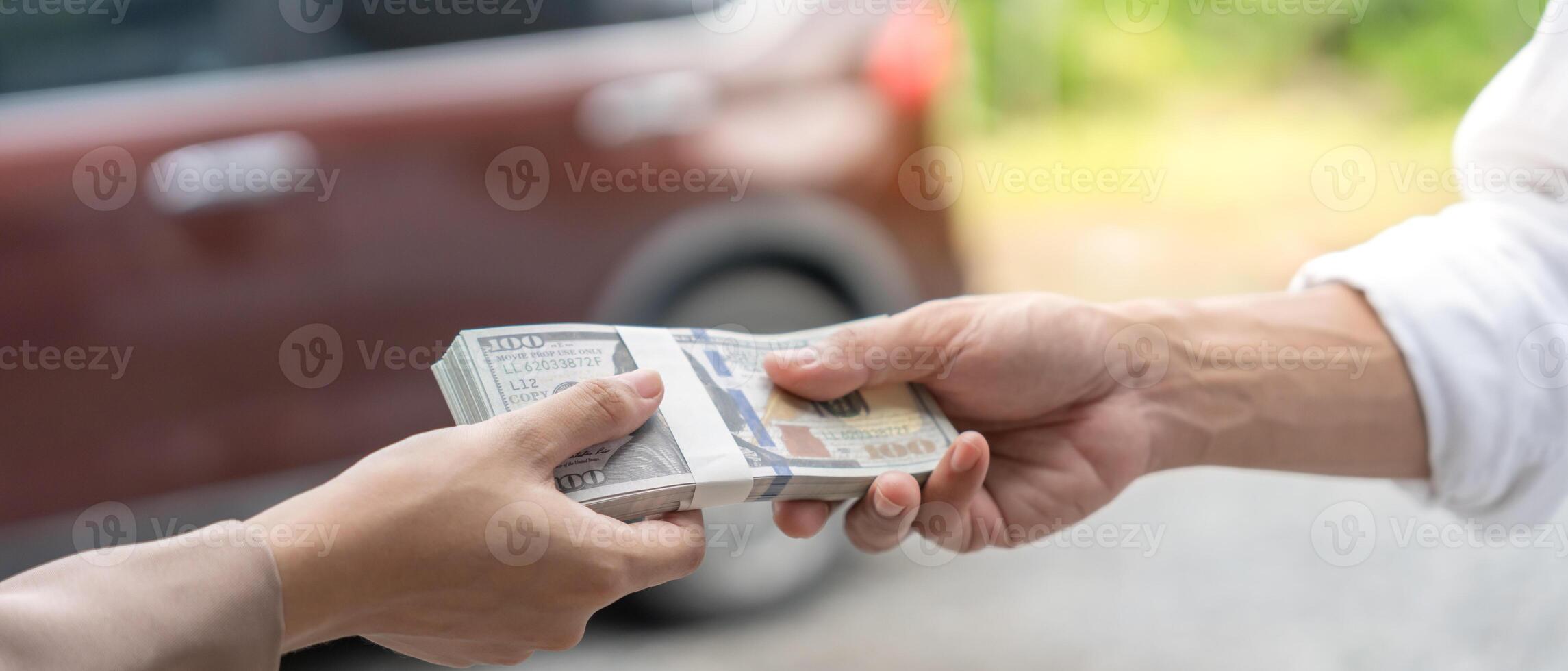 lease, rental and selling car. Car agent sent key for new owner. Customer pass on money for buy. rent car, Sales, loan credit financial, insurance, Seller, dealer, installment photo