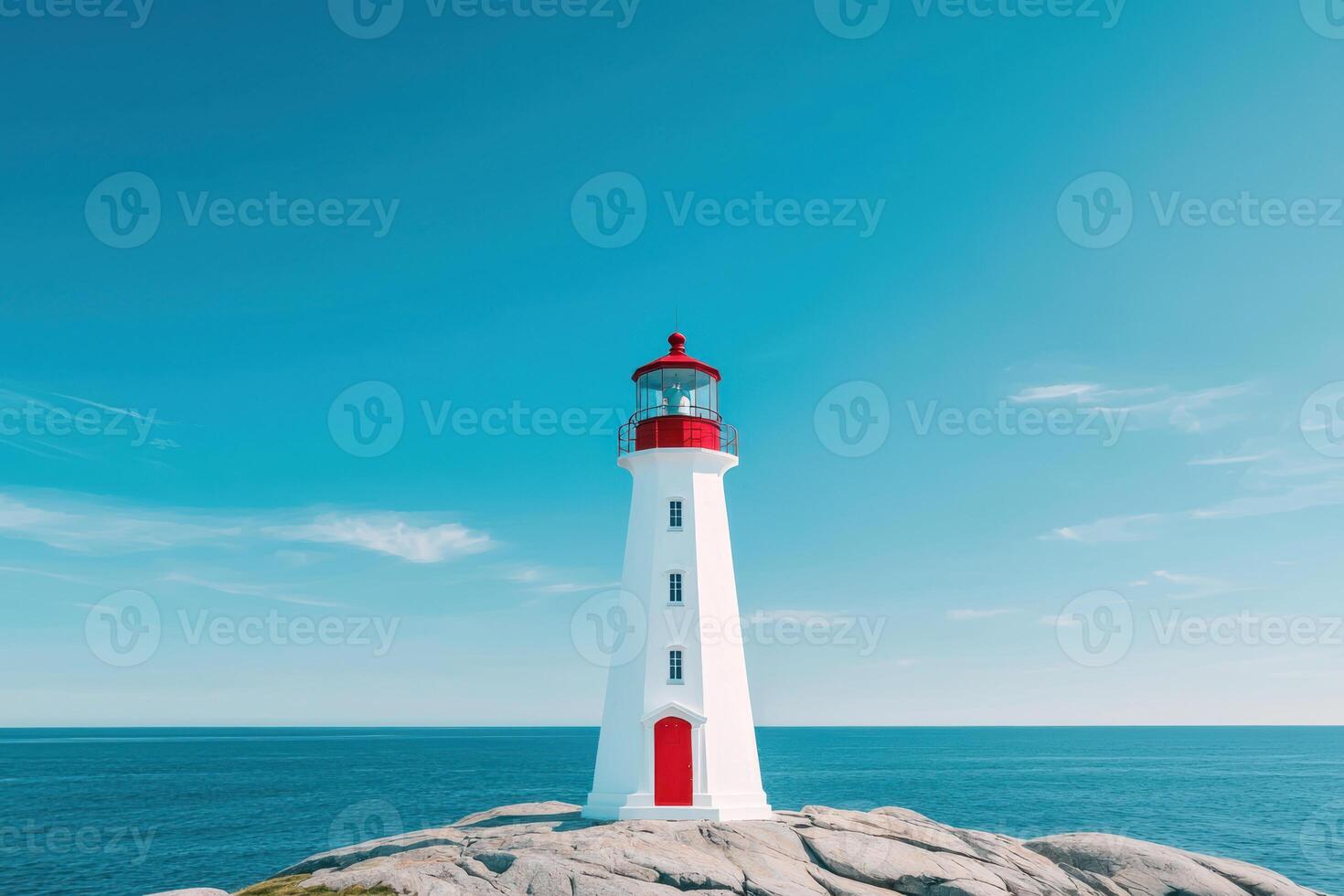 lighthouse standing tall against horizon, symbolizing hope and strength photo