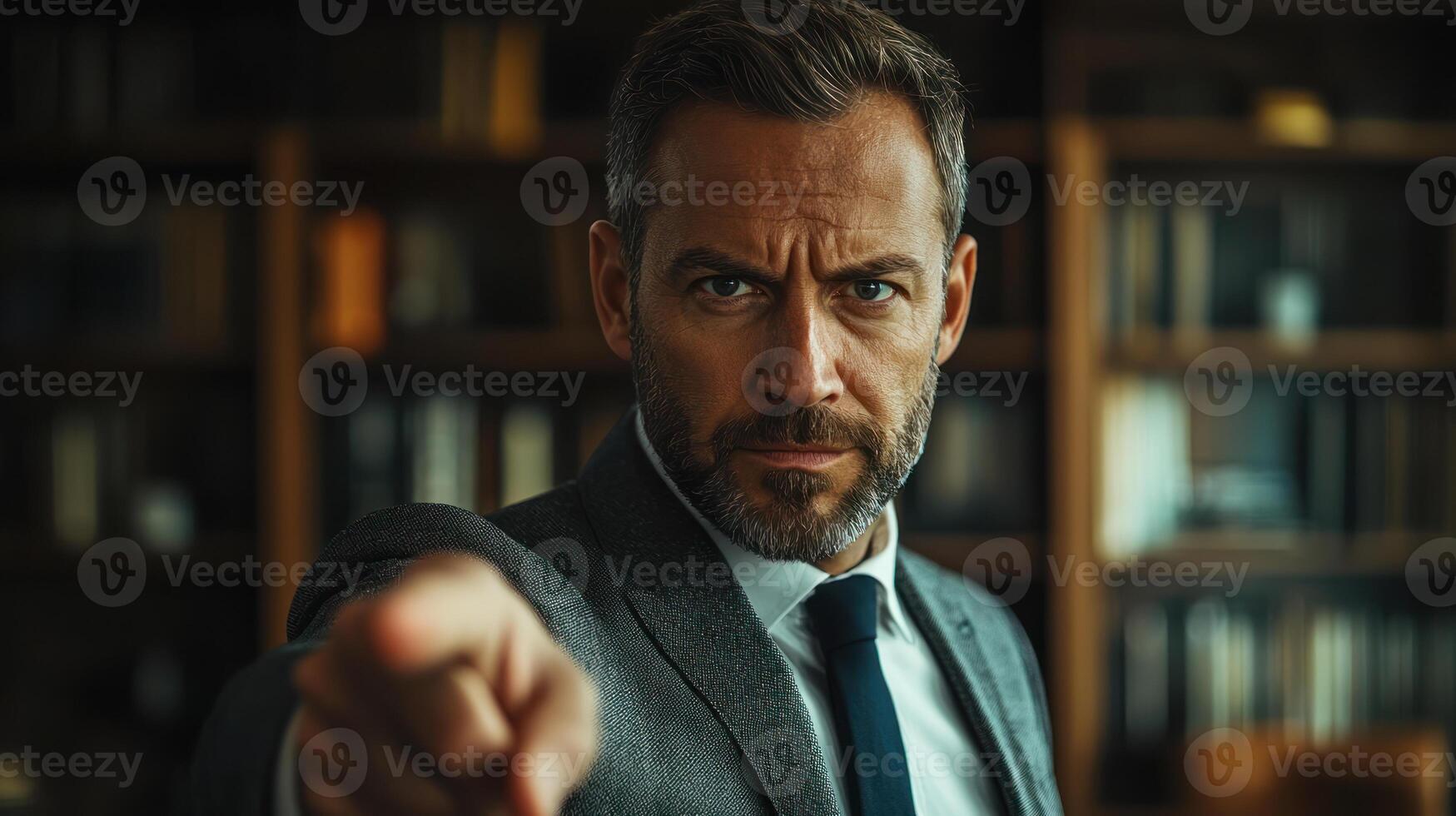 Business leader pointing at chart, emphasizing blockchain strategy and market trends photo