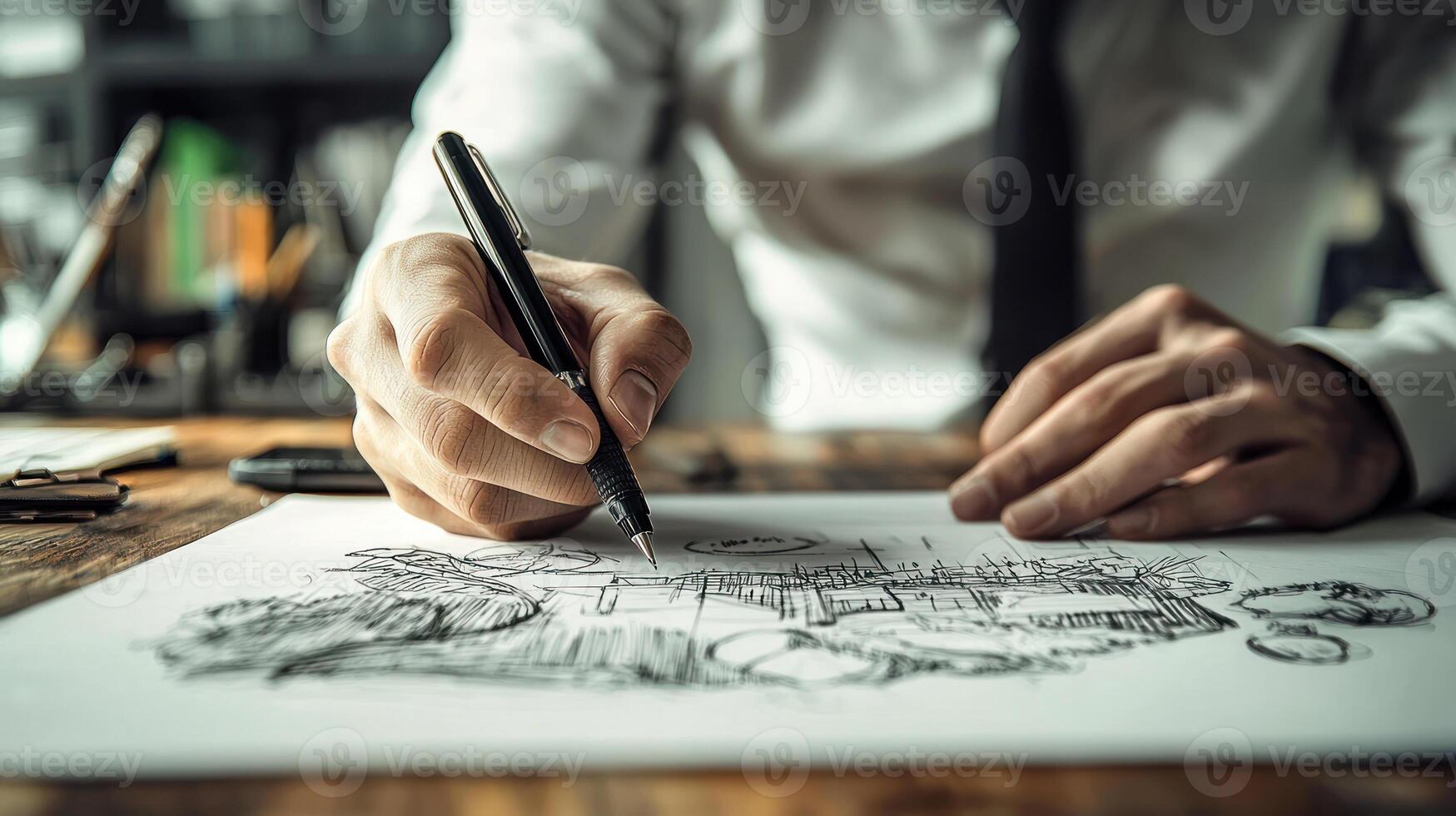 Creative business concept with hand drawing on paper photo