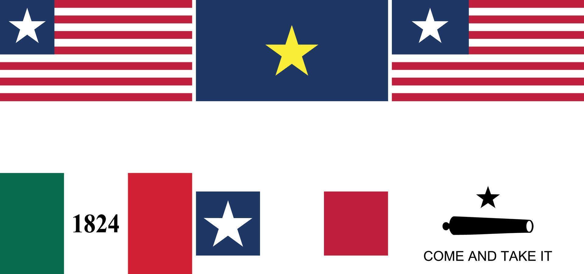 Texan Revolution Flags Bundle Illustration Premium Quality vector