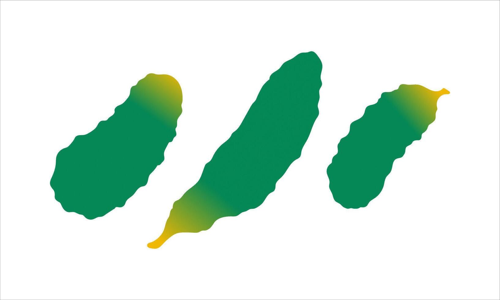 Set of green cucumbers. Summer Vegetables collection. Flat illustration vector