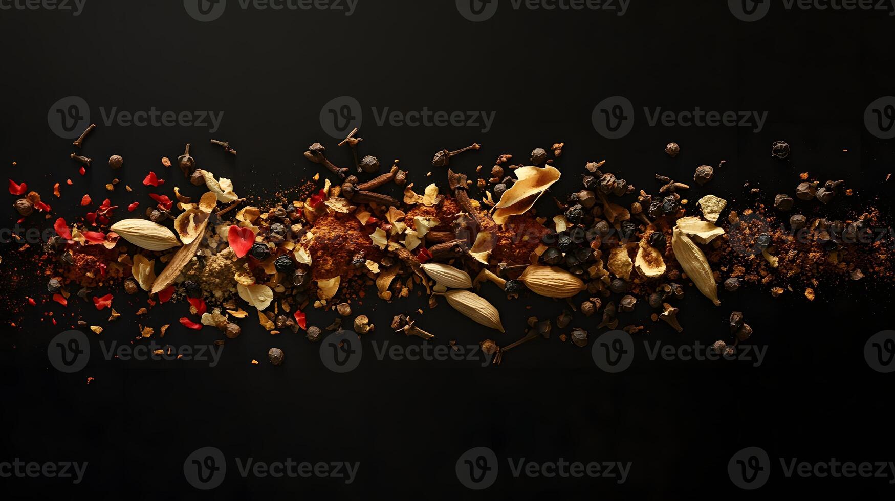 Aromatic Spice Blend Illustration Black Background photo