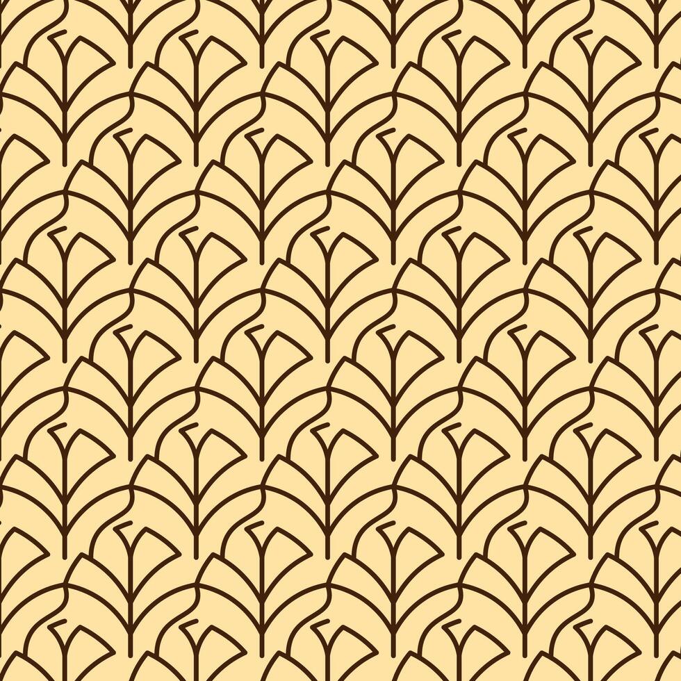 Elegant Seamless Pattern with Abstract Leaf Motif in Earthy Tones vector