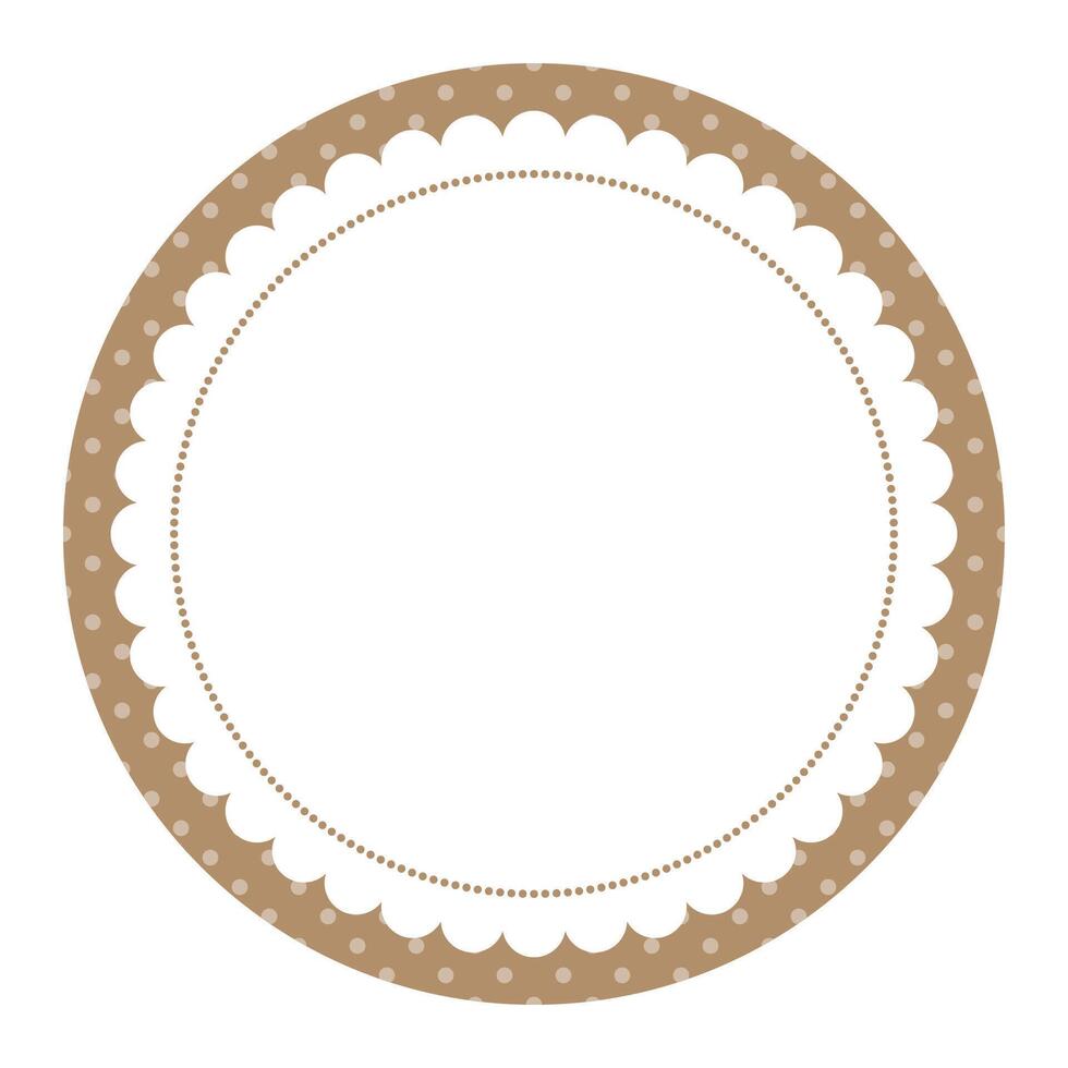 Simple Decorative Beige Round Frame Decorated with Dots Design vector