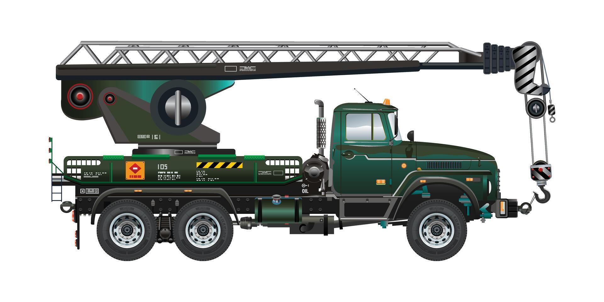 Towing hook Crane truck vehicle heavy cargo car 3D illustration vector