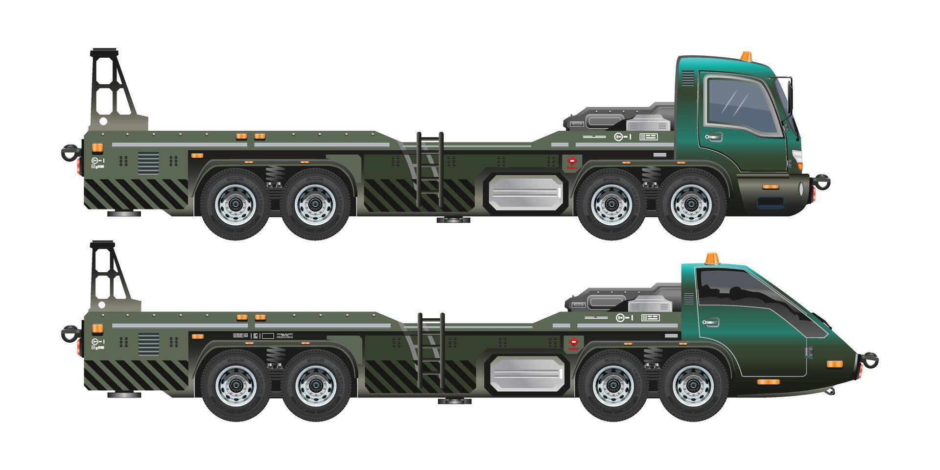 Military missile transport truck modern vehicle 3D illustration vector