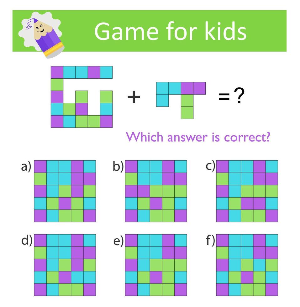 IQ training test. Attention tasks for children. Printable worksheet vector