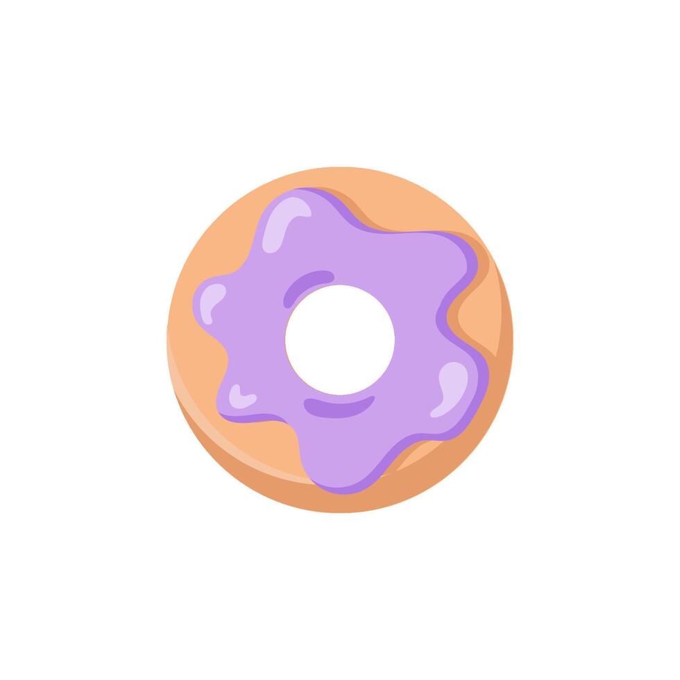A doughnut with purple icing. Flat illustration, isolated object vector