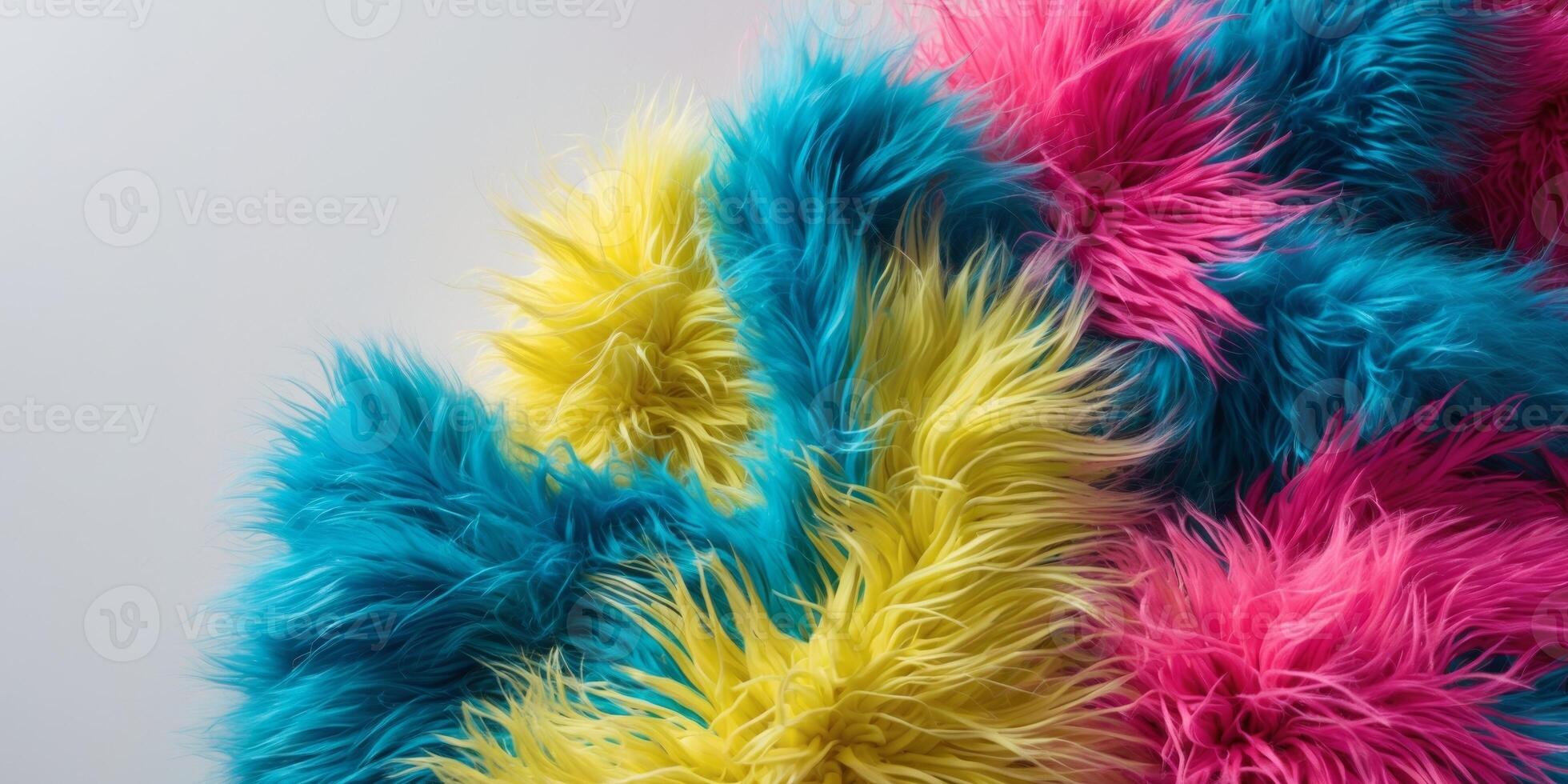 Vibrant faux fur texture with plush feel in bright color palette. photo