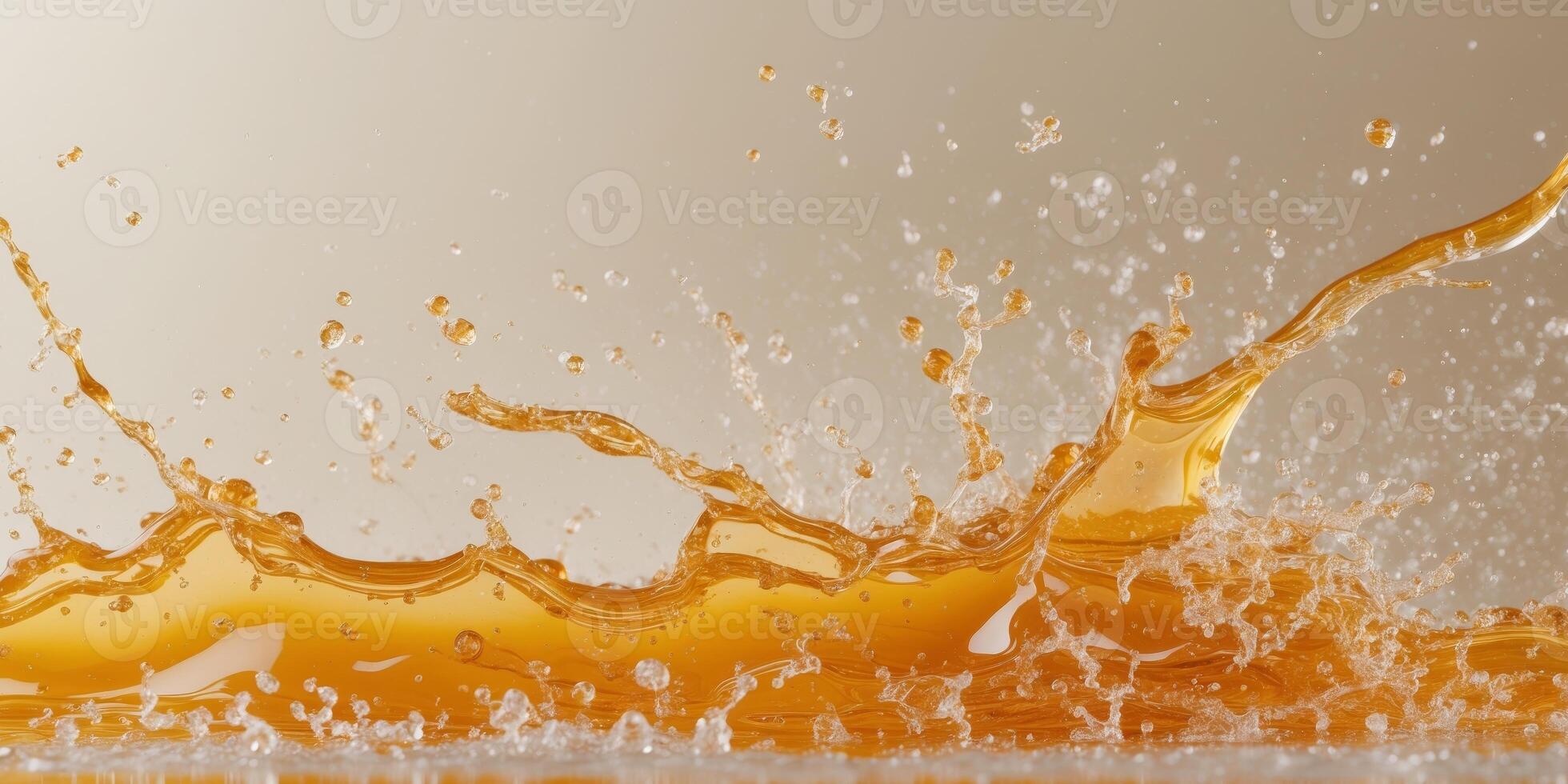 Golden Liquid Splash Dynamic Amber Fluid Texture Abstract Background. photo