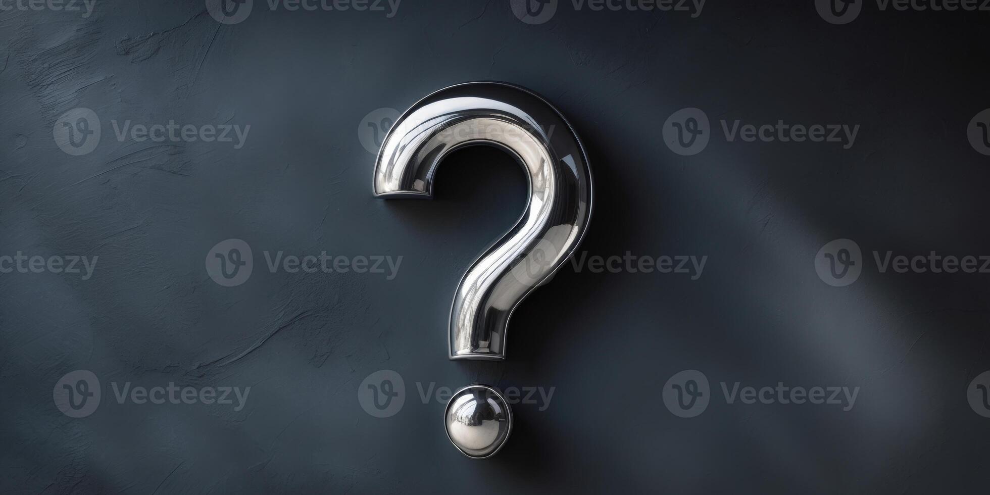 Metallic Question Mark on Dark Textured Background photo