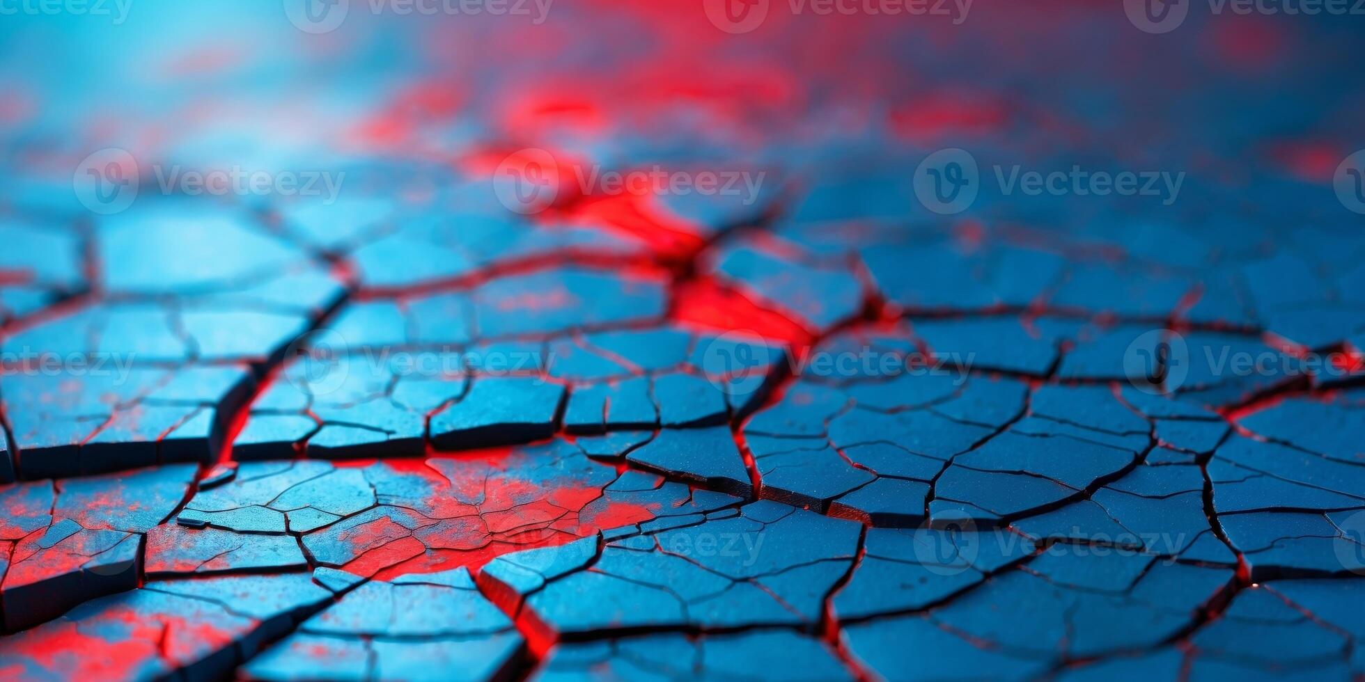 Abstract Blue Red Cracked Texture Background. photo