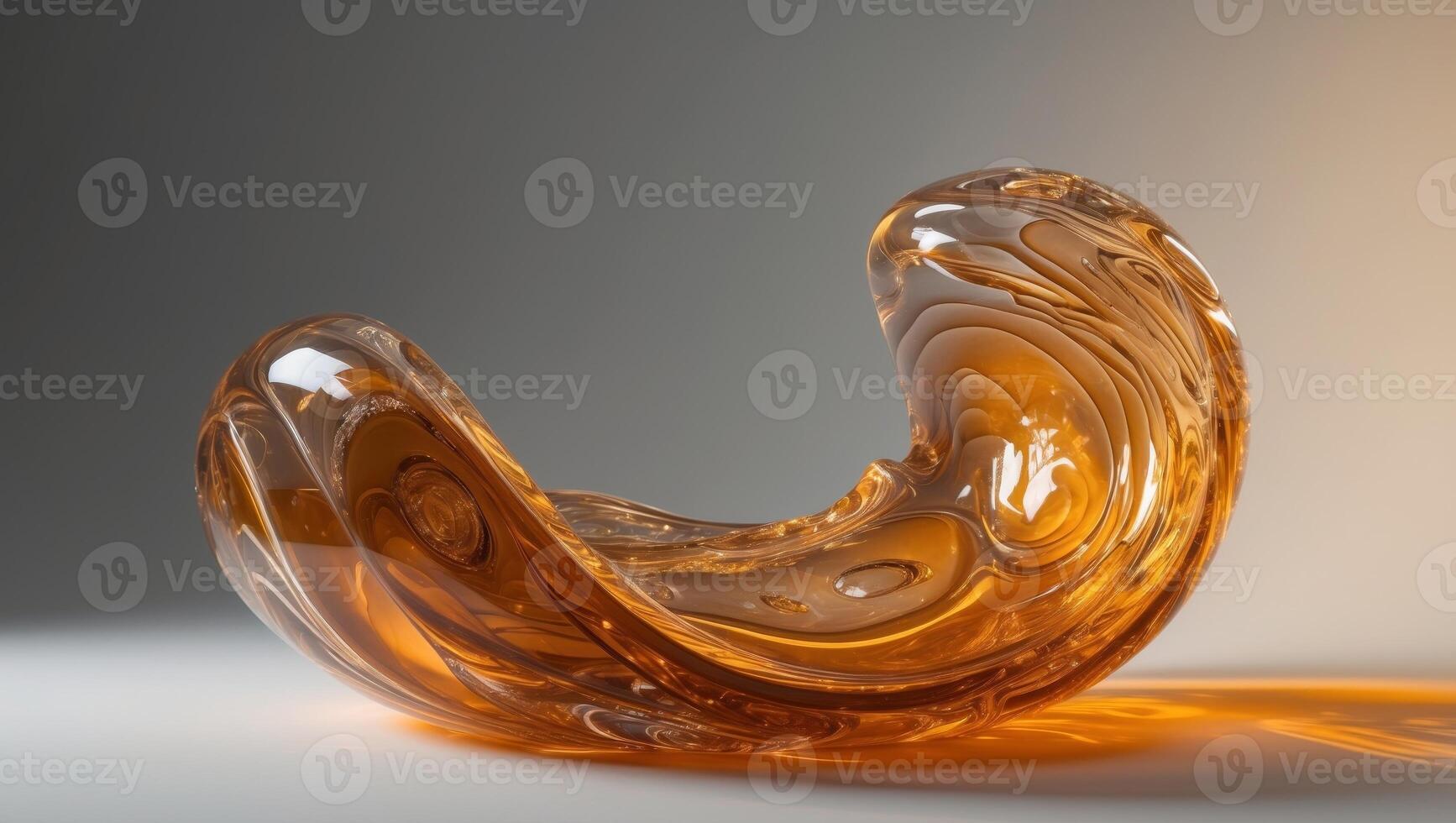 Captivating amber glass texture illuminated by warm light creating a unique abstract formation. photo