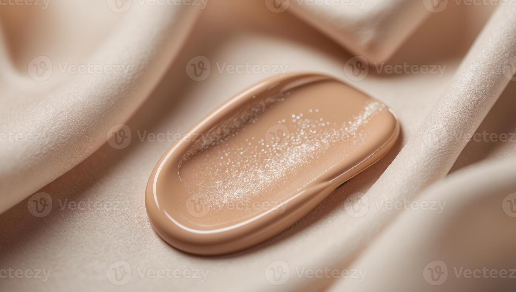 Close Up of a Swatch of Beige Foundation on a Beige Surface. photo