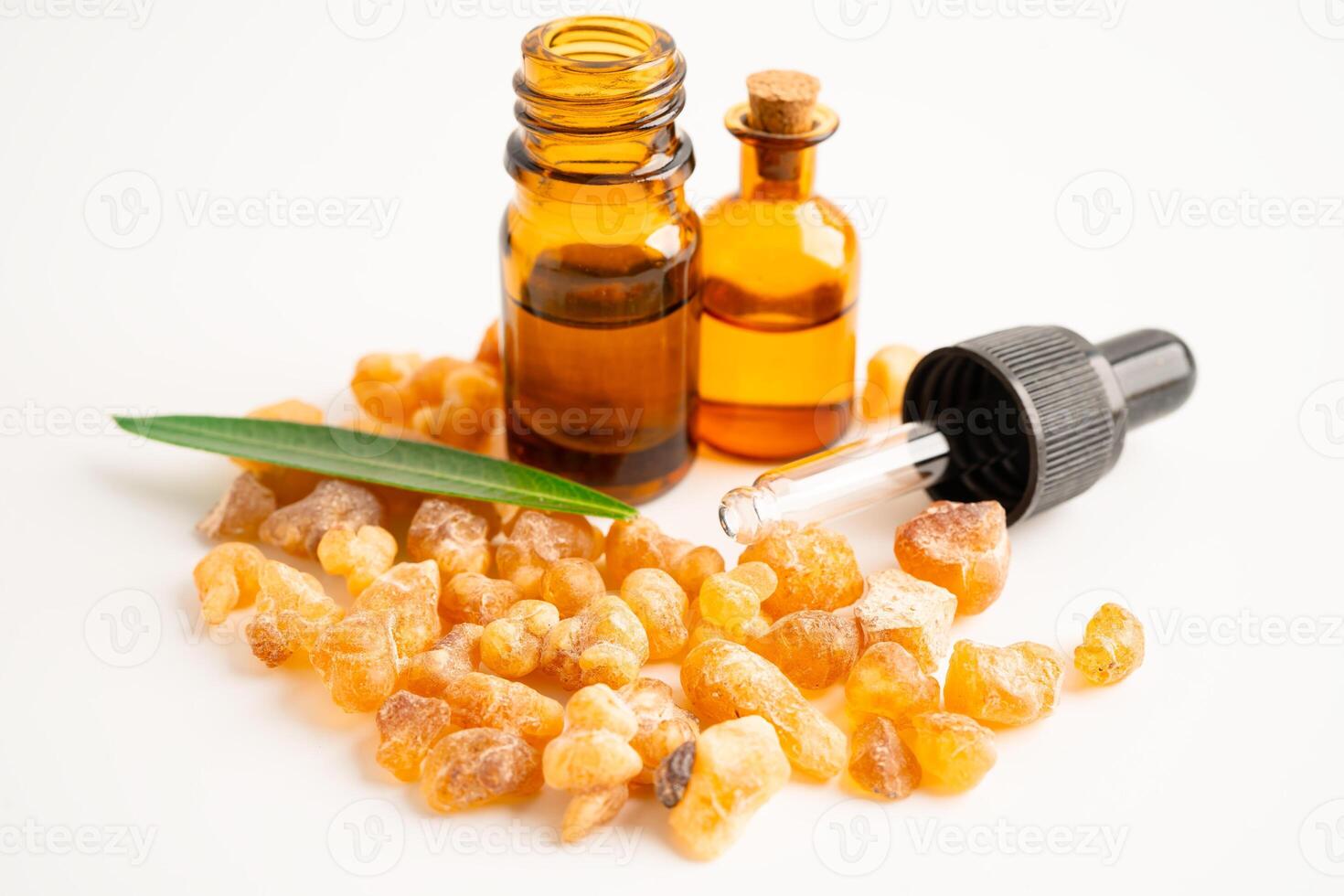 Frankincense or olibanum aromatic resin isolated on white background used photo