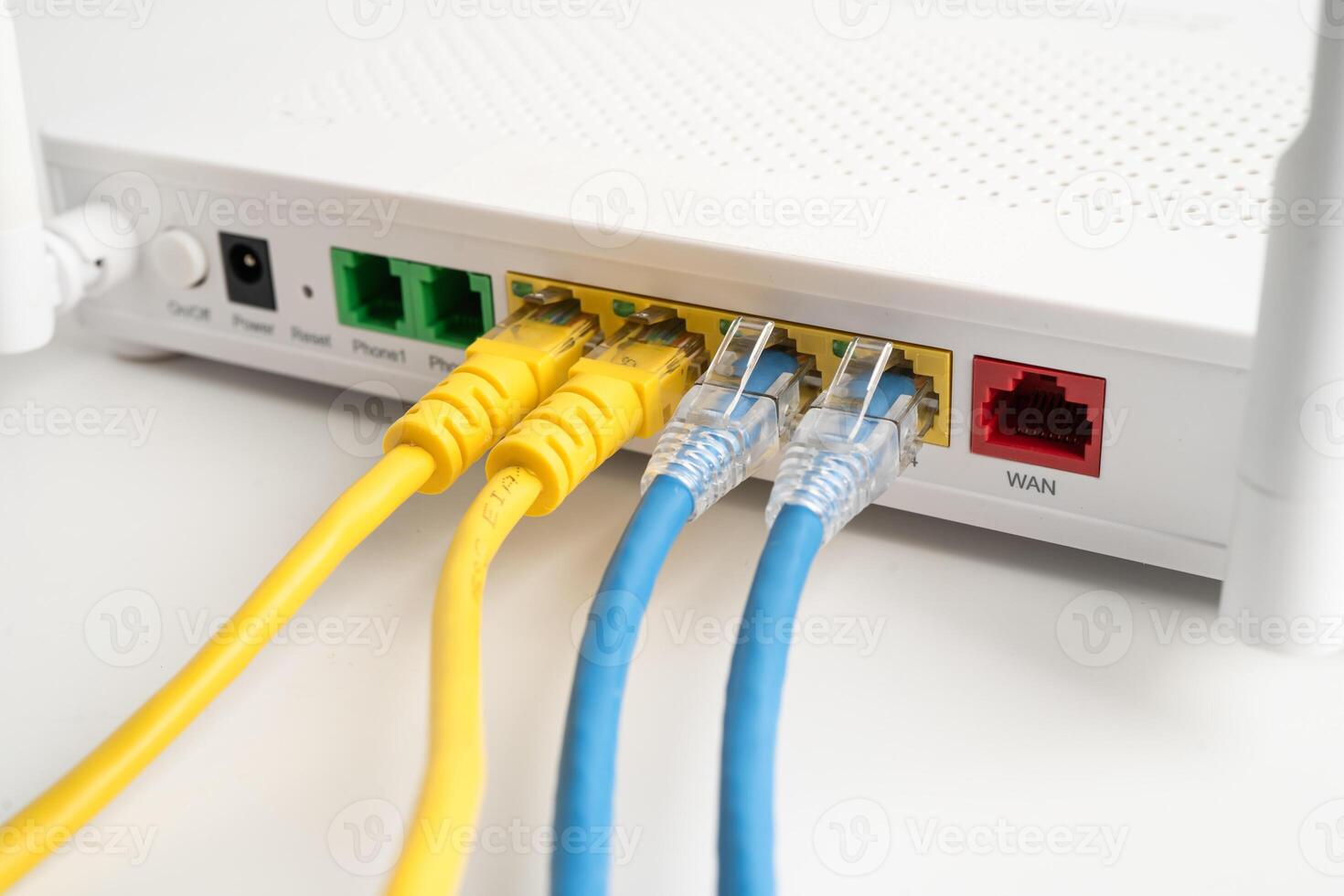 Ethernet cable with wireless router connect to internet service photo