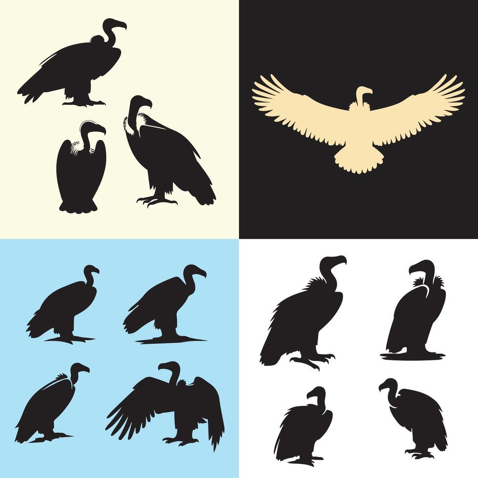 Creative Set Of an Black Vulture silhouette design vector