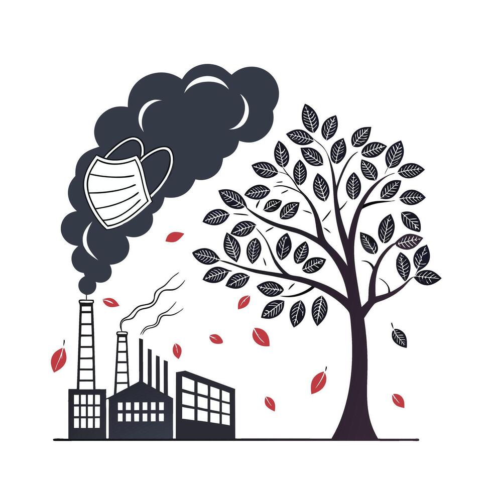 Creative Set Of Air, Water, Environment Pollution illustration Design vector