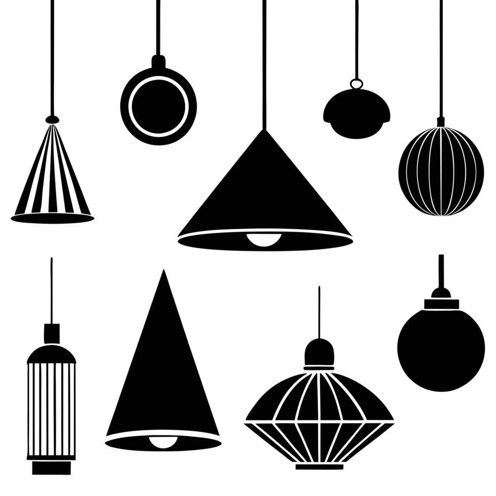 Creative Lamp black silhouettes design vector