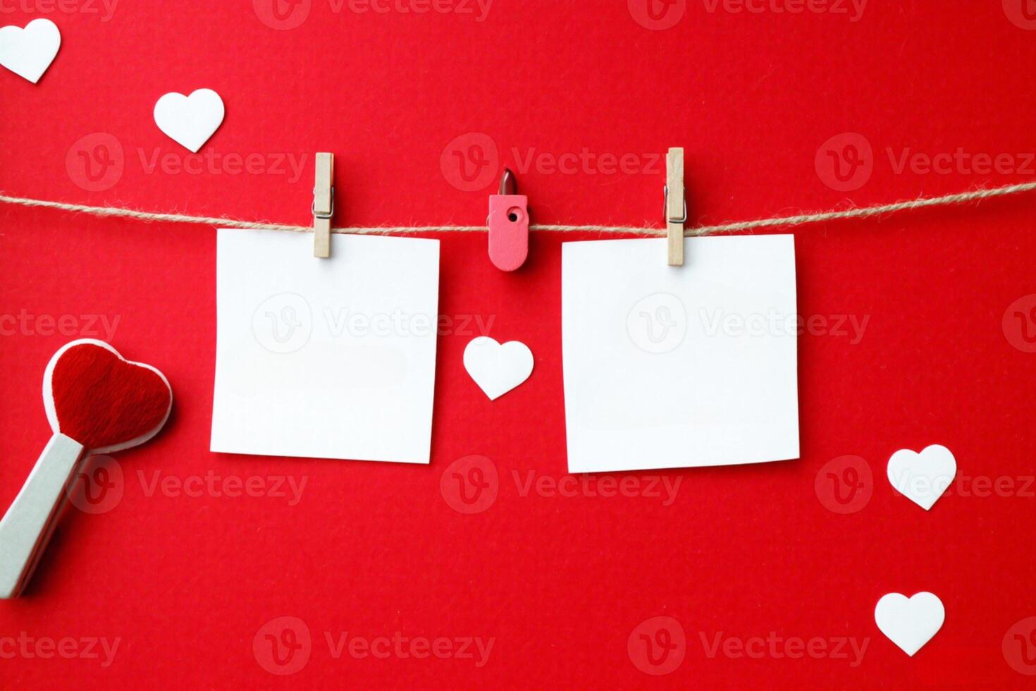 Romantic Message Template with Heart Decorations photo