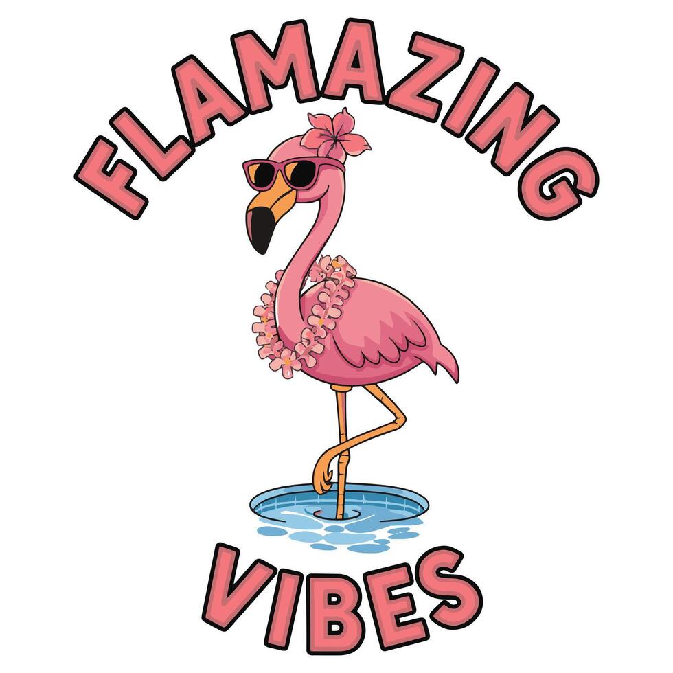 Flamazing Vibes Flamingo T-Shirt Design vector