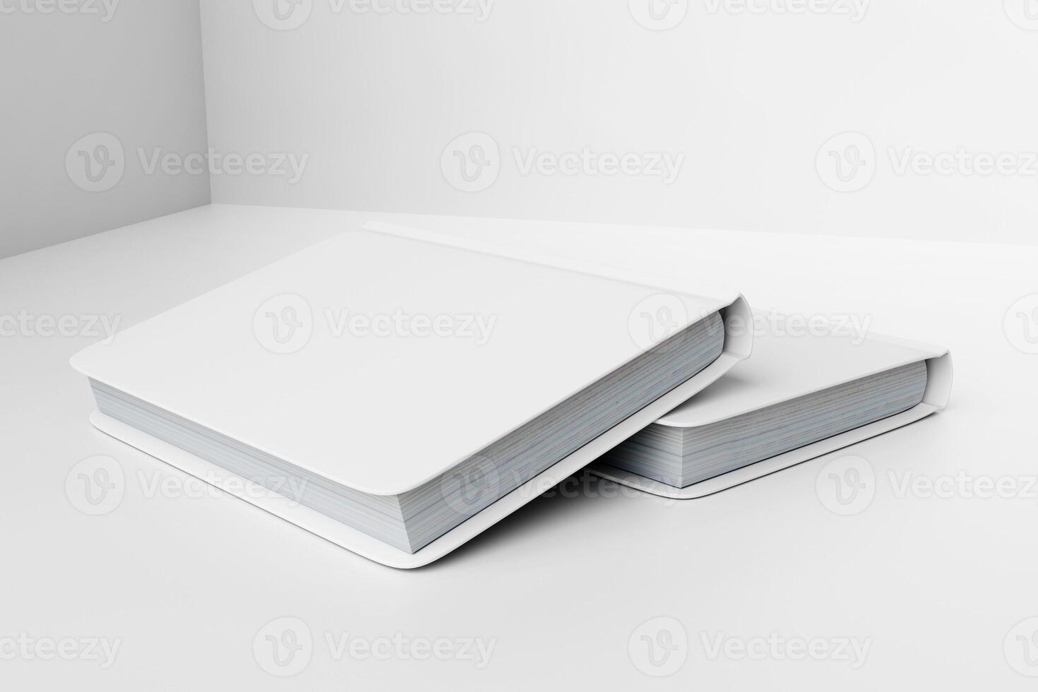 Minimalistic Design of Two Blank Hardcover Books in White Theme photo
