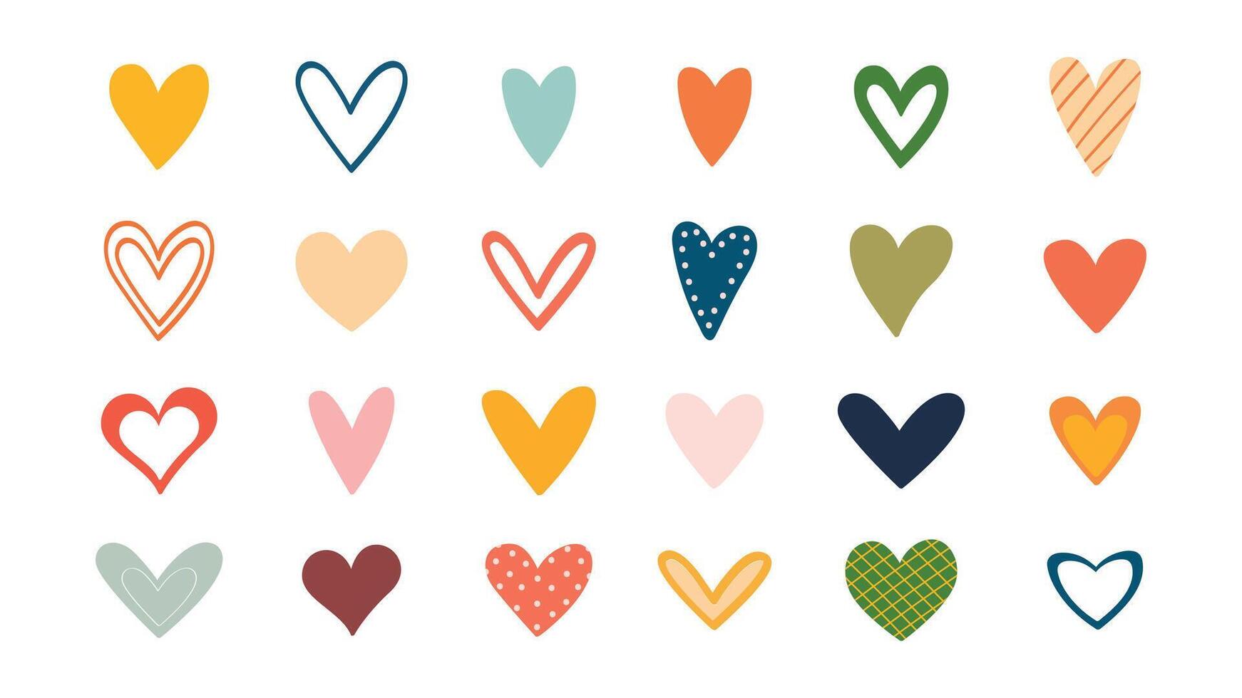 Multicolored hearts set isolated on a white background. vector
