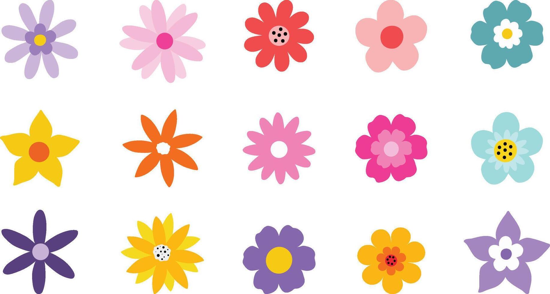 Cute flower icon flat design set collection vector