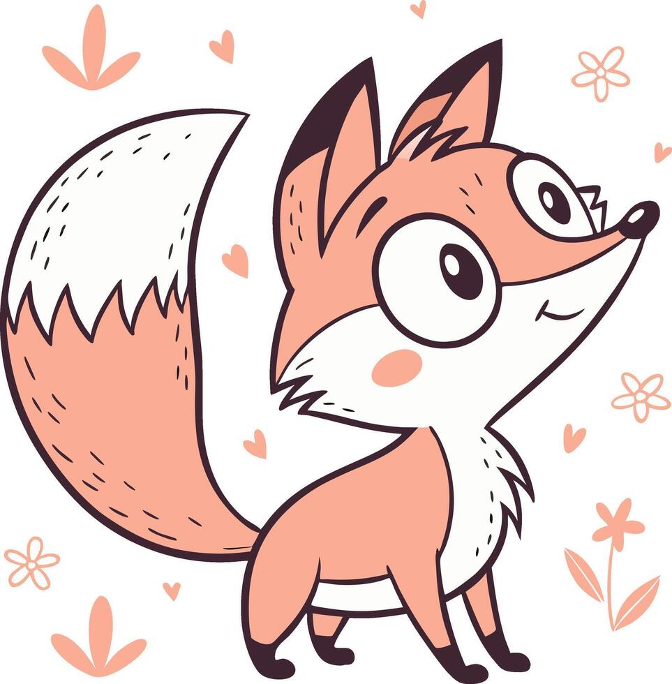 fox with big eyes, a fluffy tail vector