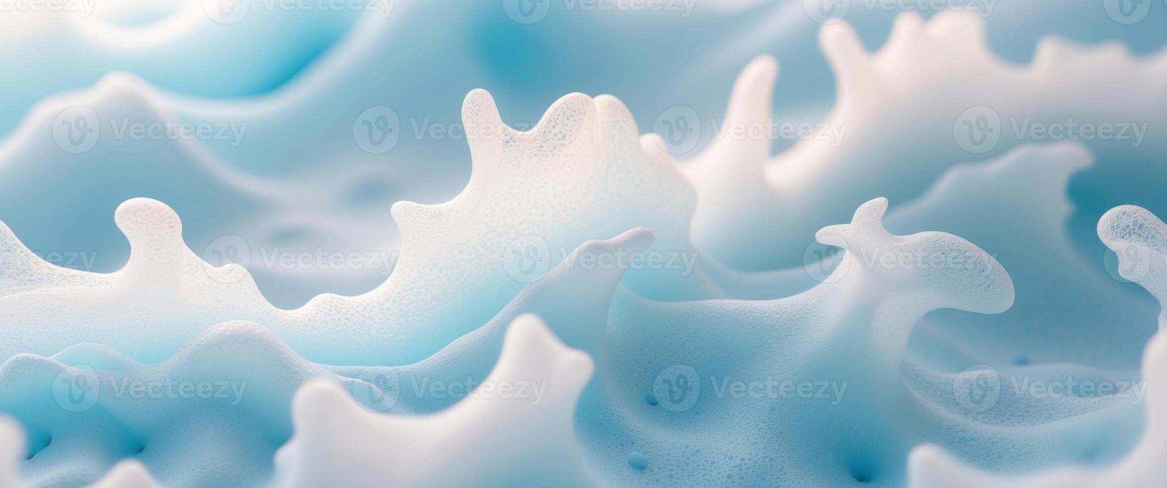 Abstract Background of Delicate Foam Formations in Pastel Blue and White with Intriguing Textures photo