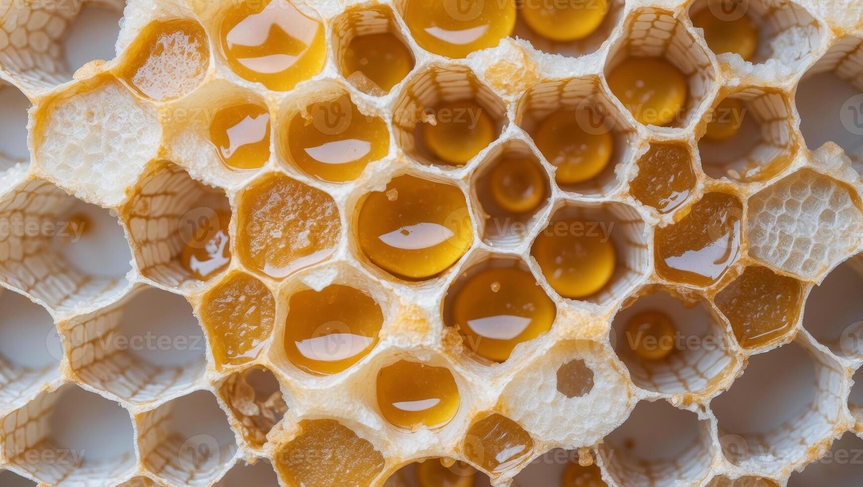 Beautiful Picture of Honeycomb with Golden Yellow Honey. photo