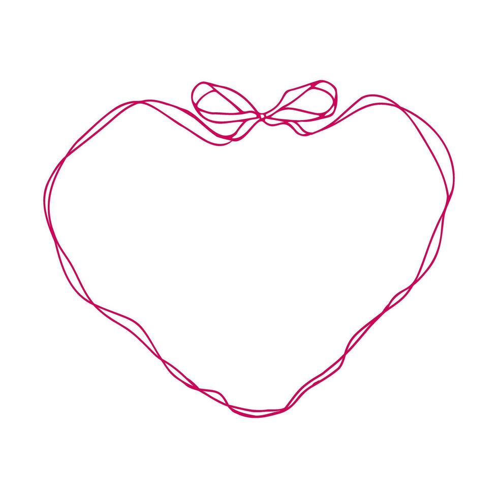 A pink ribbon is drawn in the shape of a heart. The ribbon is long and thin, and it is drawn in a way that it looks like it is being pulled apart vector