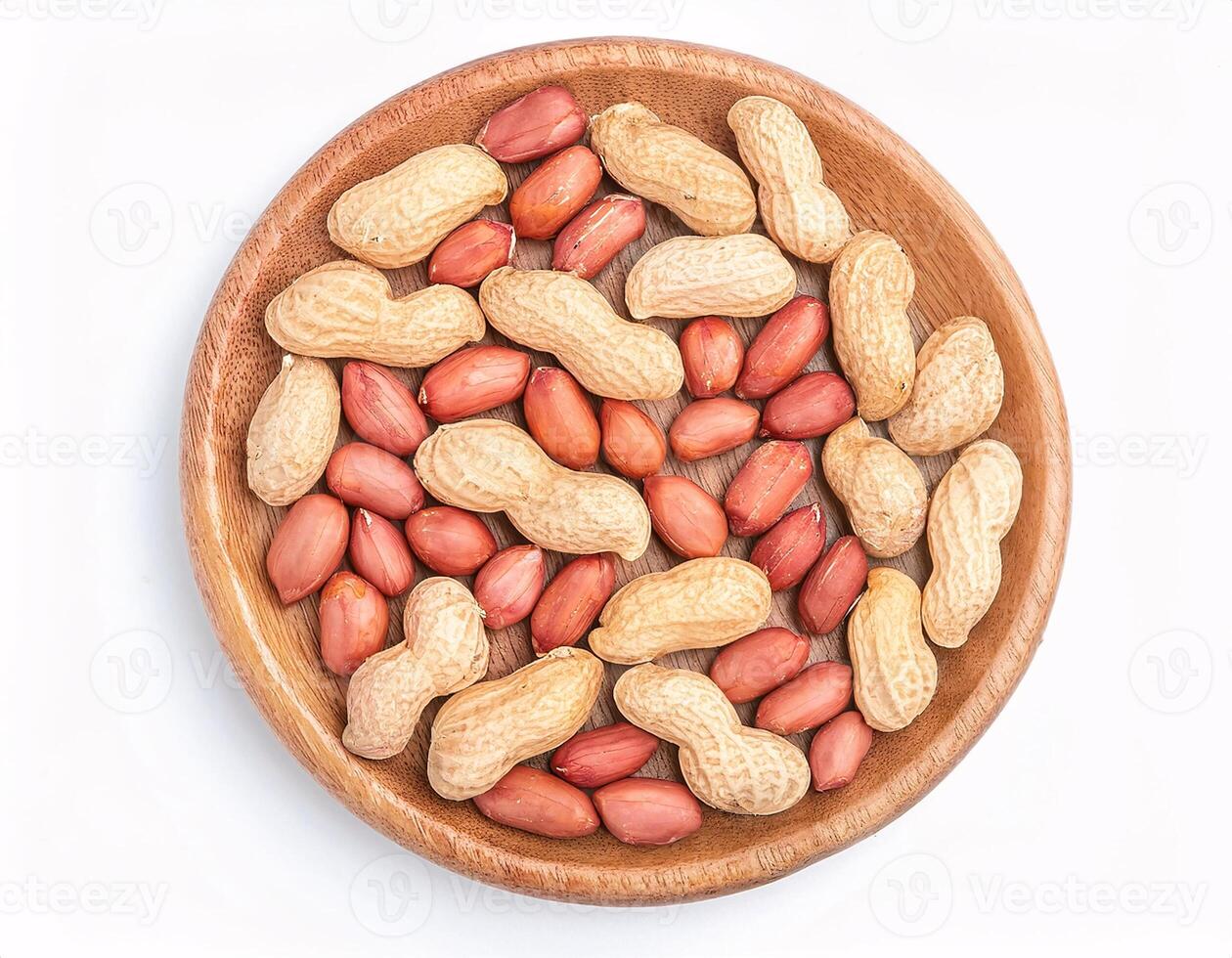 Scattered Peanuts from Above on White Background photo