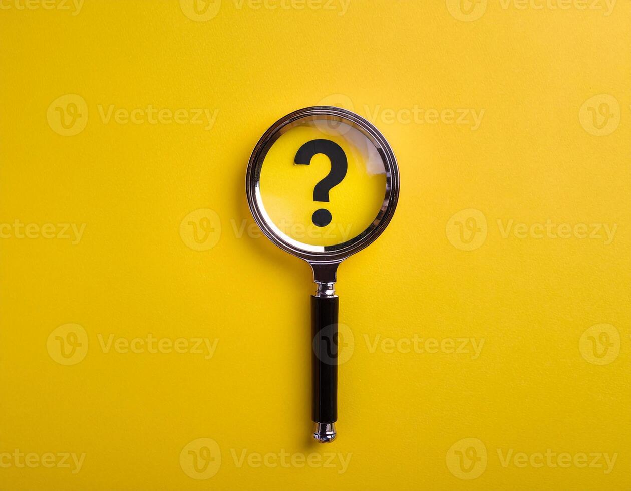 Business and Financial Inquiry Magnifying Glass with Question Mark on Yellow photo