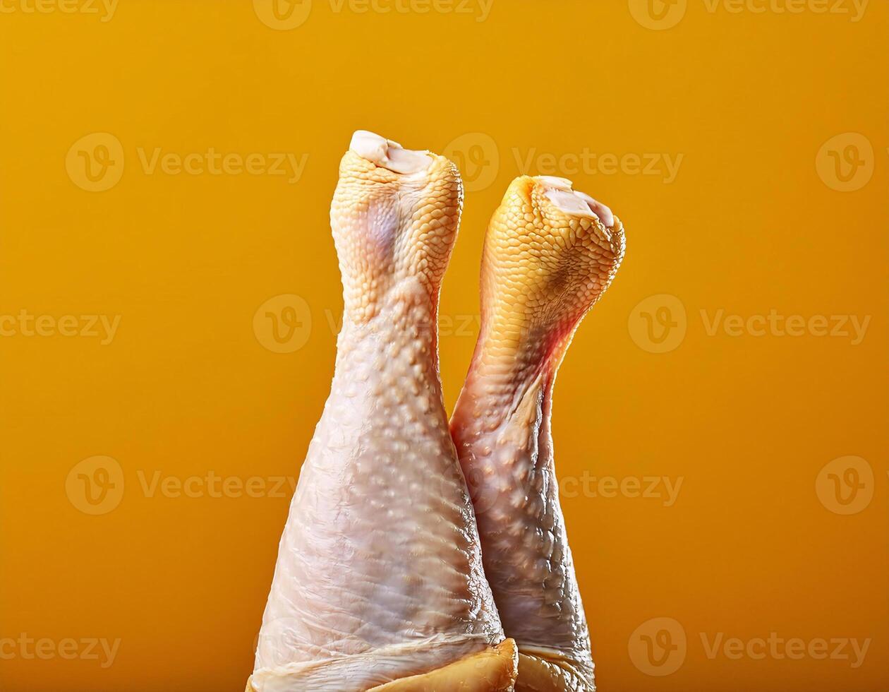 Close-up of Chicken Thigh Cut with Yellow Background photo