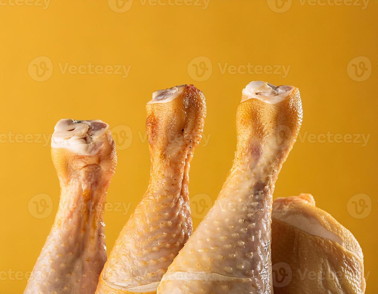 Fresh Chicken Thigh Meat with Yellow Background photo