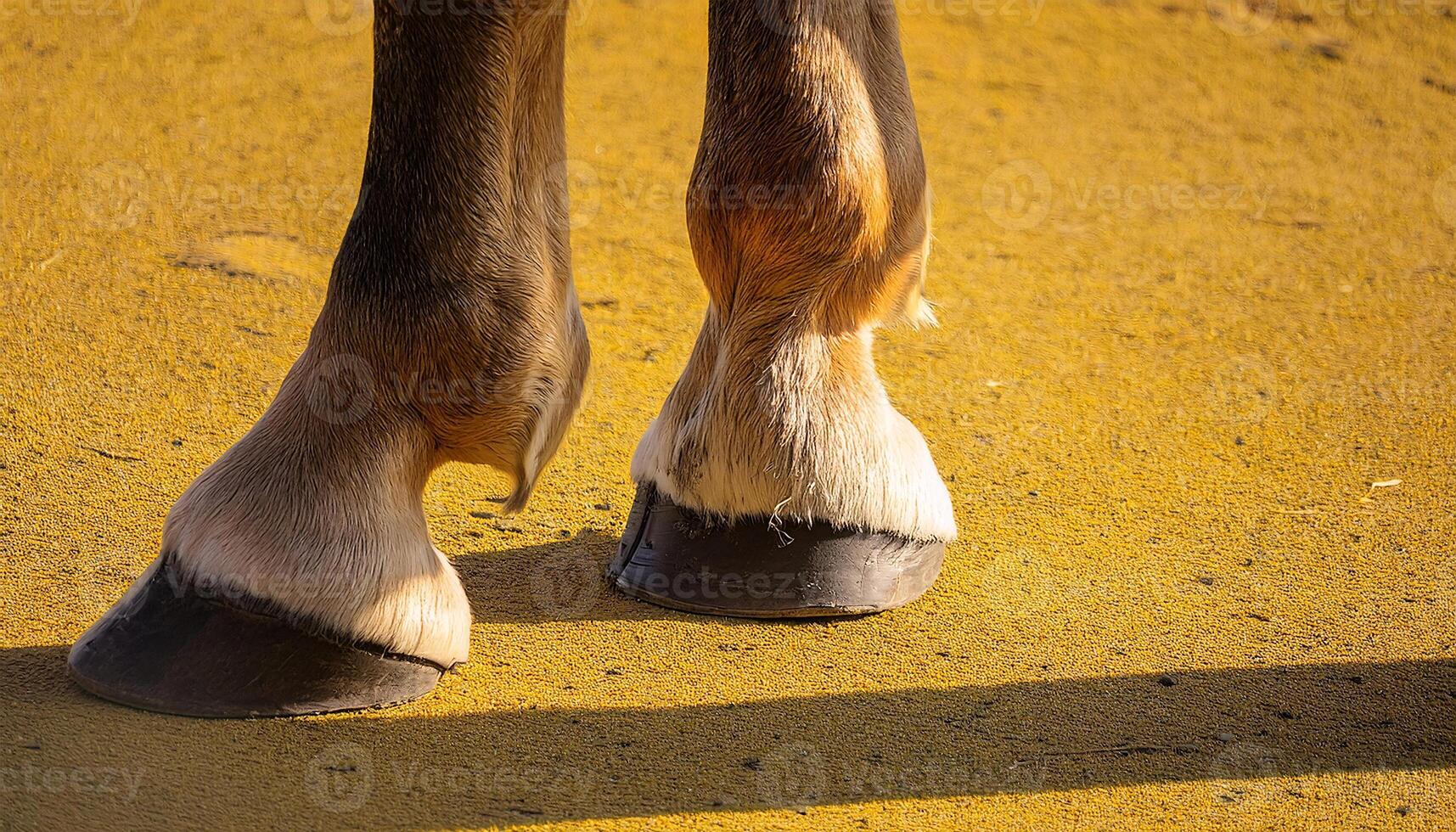 Majestic Hooves Striking Contrast of Horse Legs and Yellow Glow photo