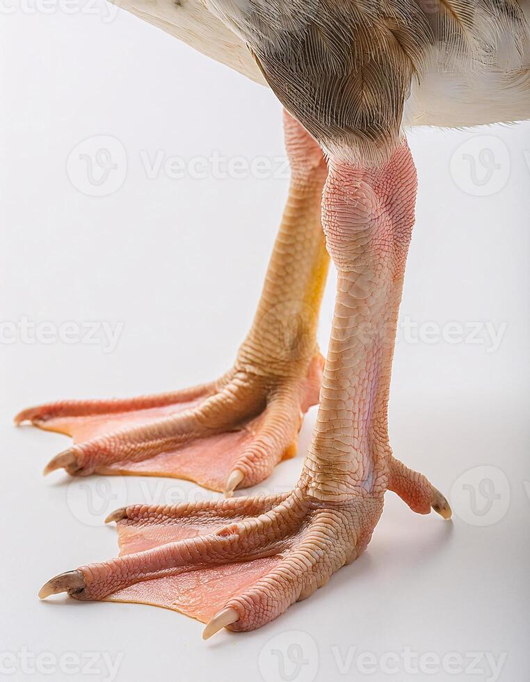 Close-Up of Dirty Duck Feet on White Background photo