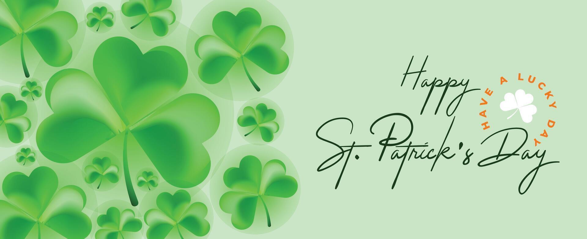 st. patrick's day banner with clover leaves and elegant typography
