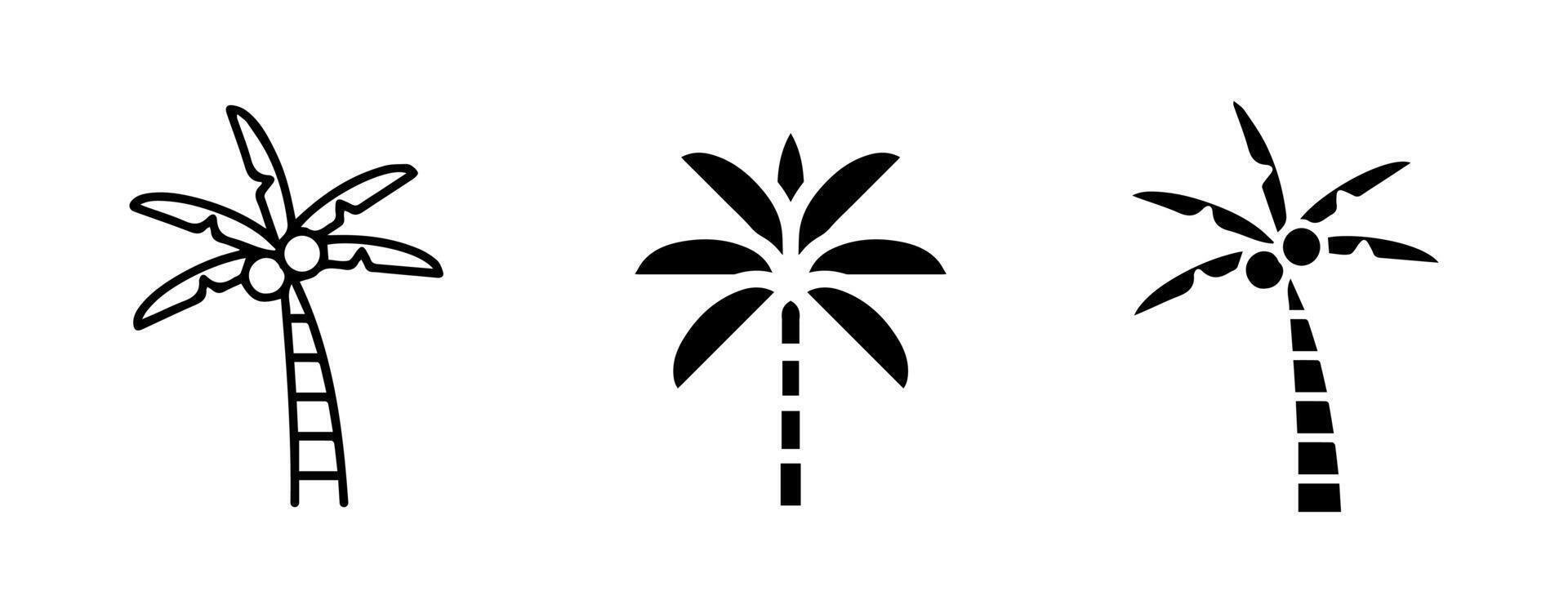 Palm tree summer logo set icon design and template on black colour vector