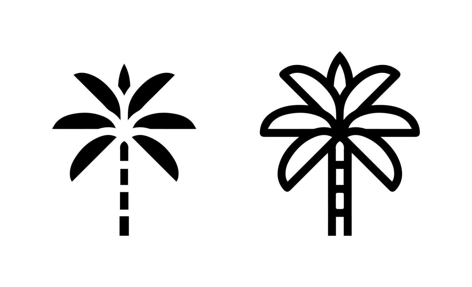 Palm tree summer logo set icon design on black and white colour vector