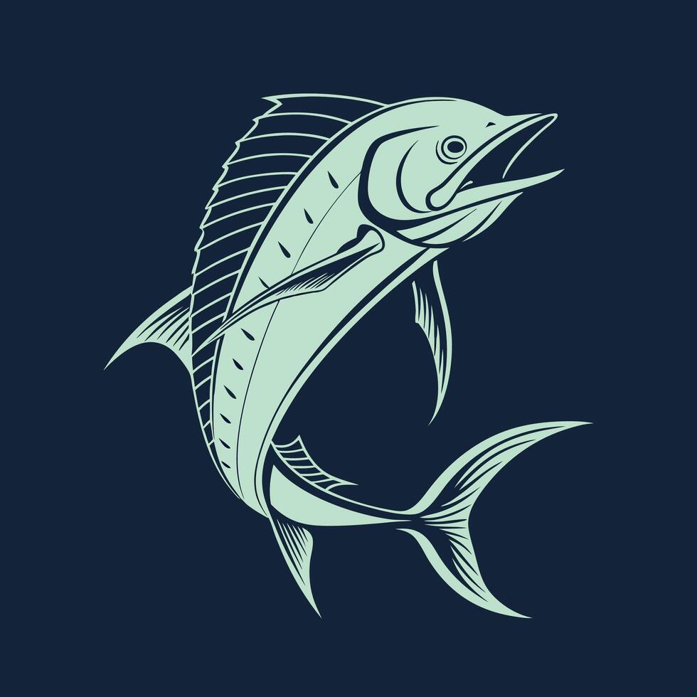 a mahi mahi fish on a dark background vector