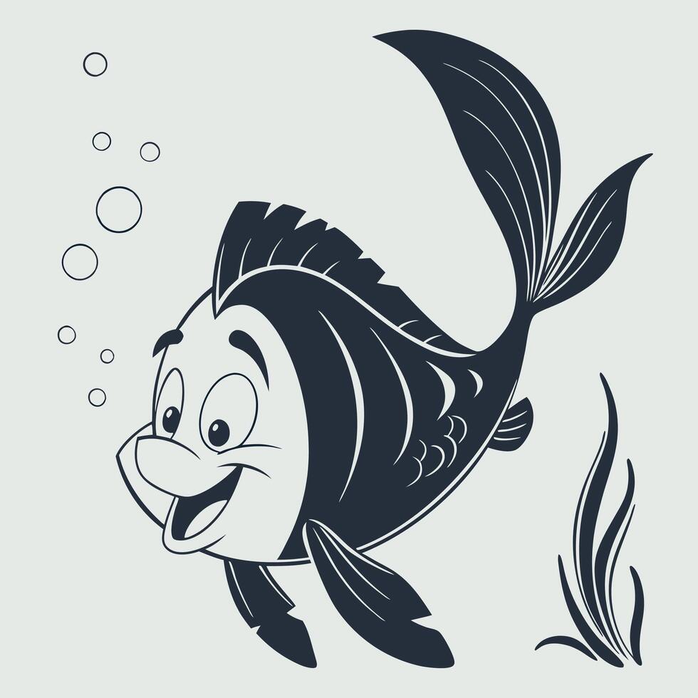 a cartoon fish with a smile on its face vector