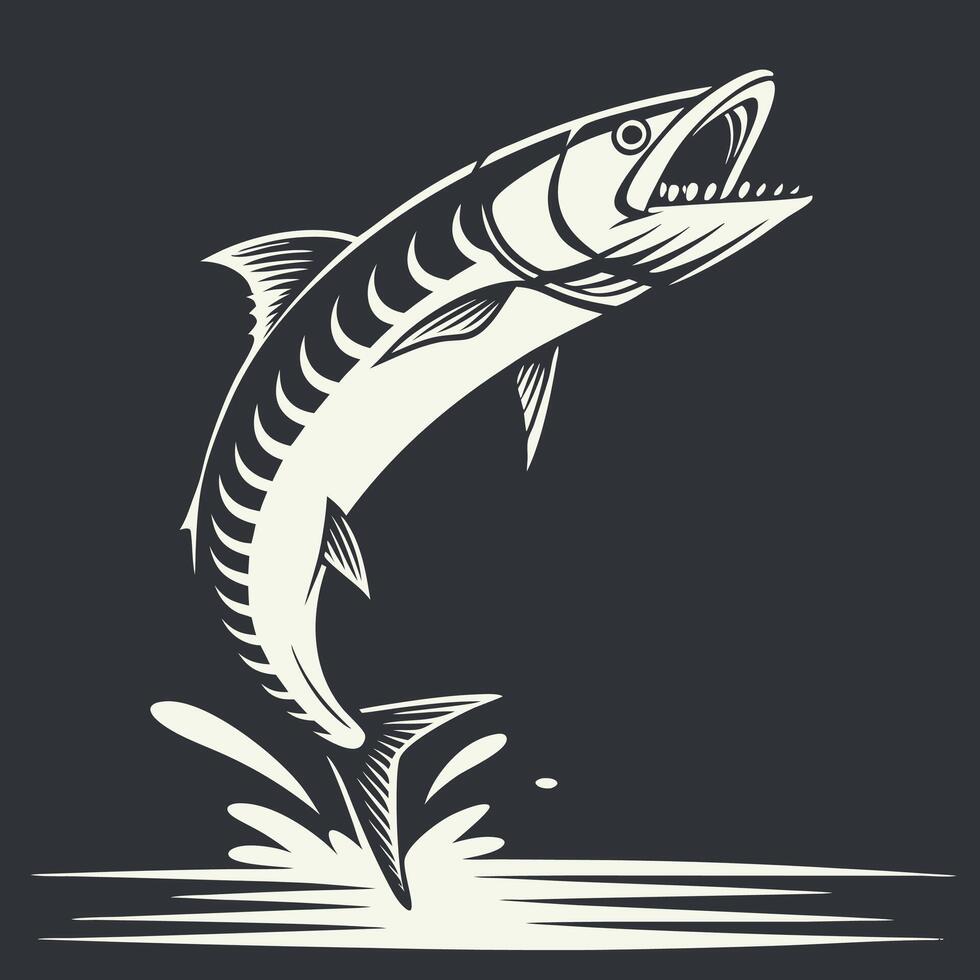 a mackerel fish jumping out of the water vector