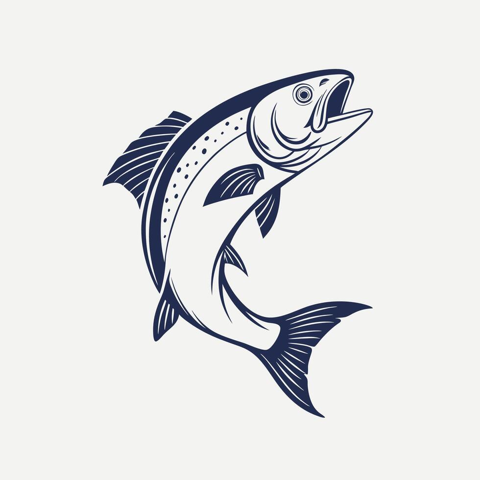 a fish logo with a black and white background vector