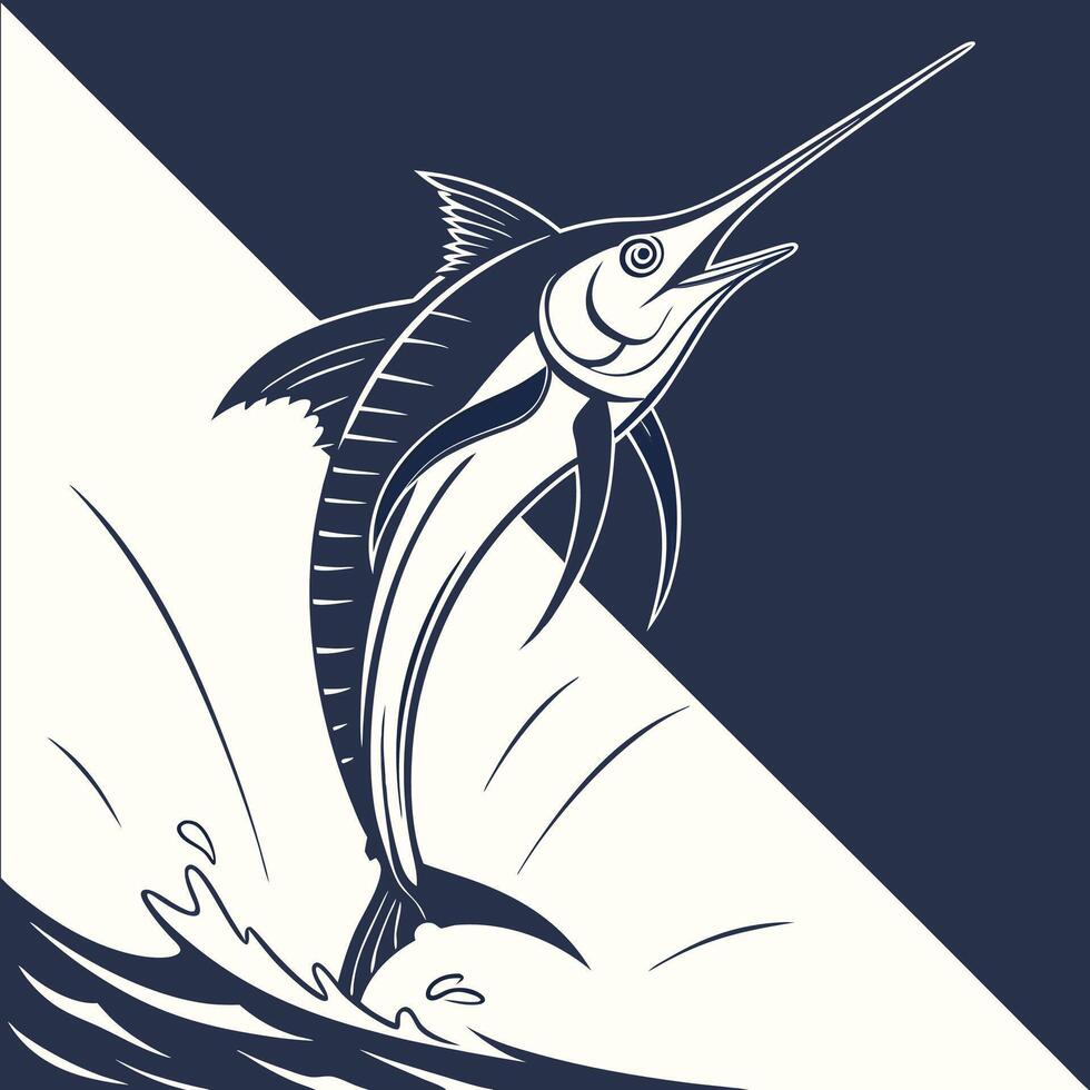 A Swordfish fish jumping out of the water vector